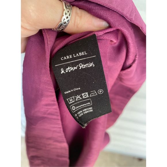 & Other Stories Purple Pink Dress, Viscose Shift Patch Pockets, Size 12, MP $199 - Picture 3 of 7